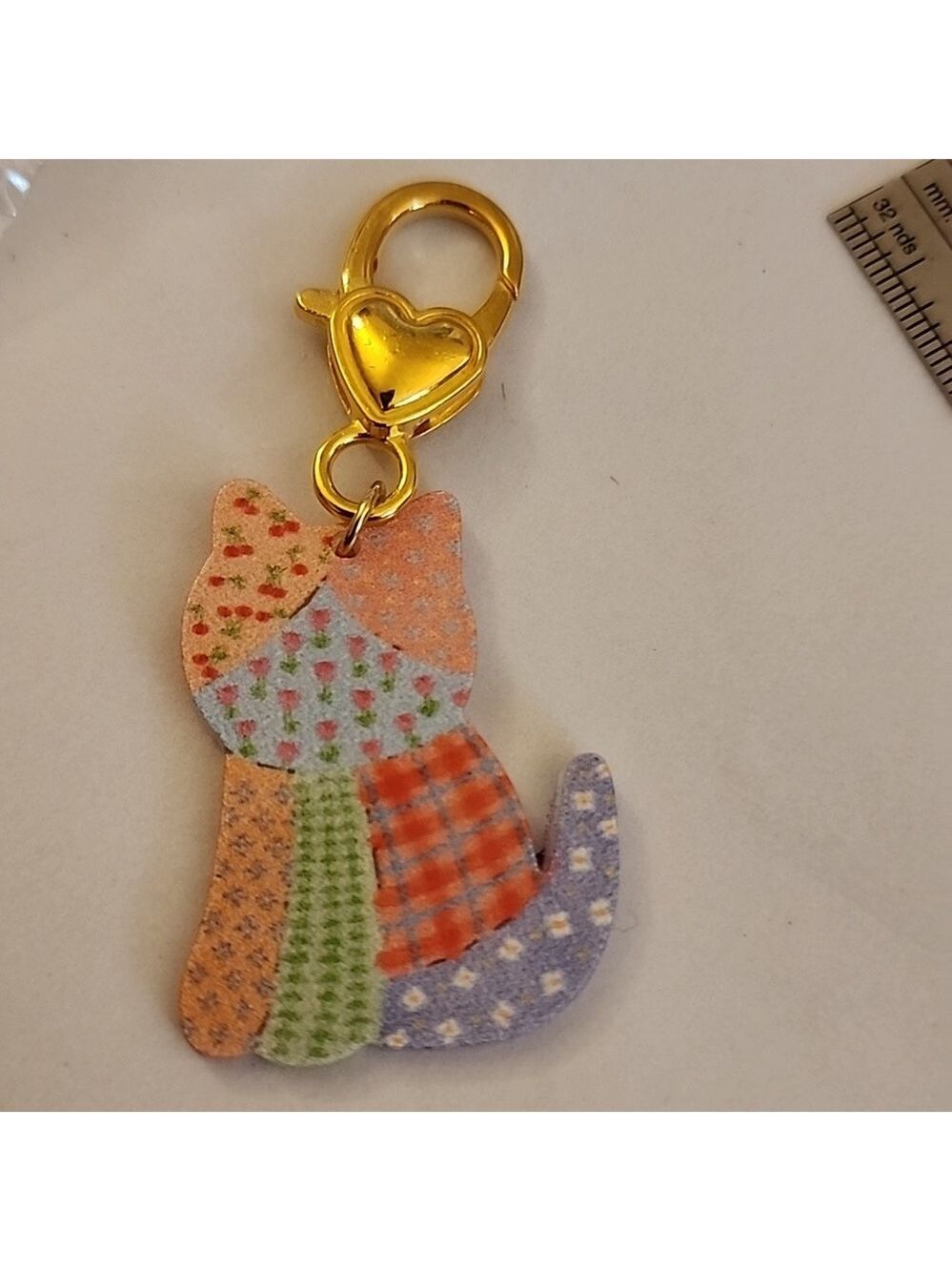 CAT  ZIPPER Pull purse charm Or Charm bracelet Lobster claw clip closure